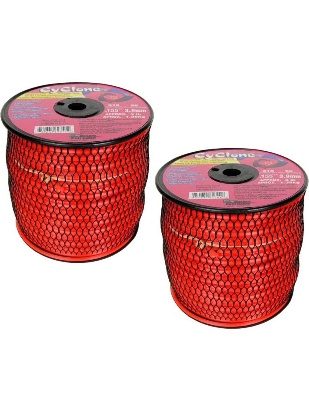Commercial-Grade Red Twisted Nylon Trimmer Line 0.155" x 315 ft (2-Pack) USA